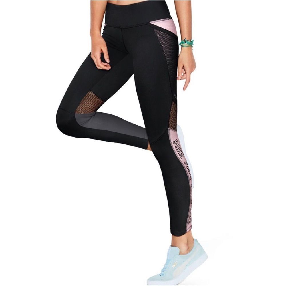 PINK Victorias Secret Fleece Lined Mesh Leggings M